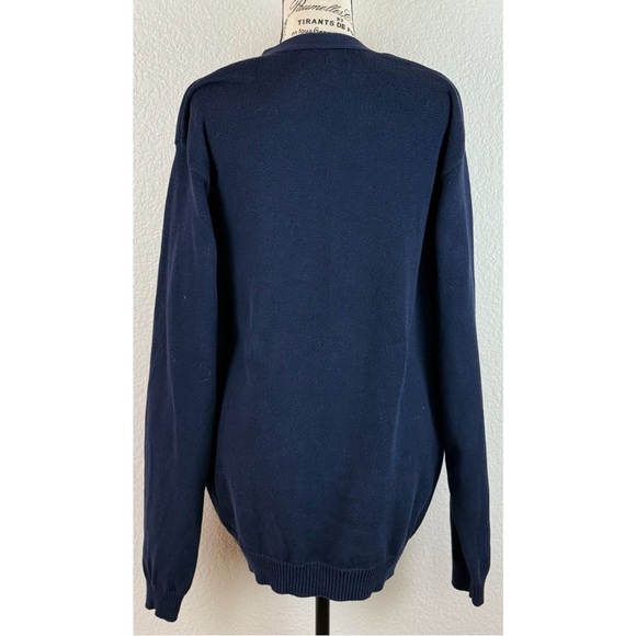CHAPS Classic Men's Navy Button Up Cardigan Sweater with Crest, size Large - Picture 6 of 12